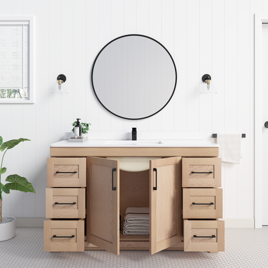 Chester 54" Single Sink Solid-Wood Vanity with Quartz Countertop