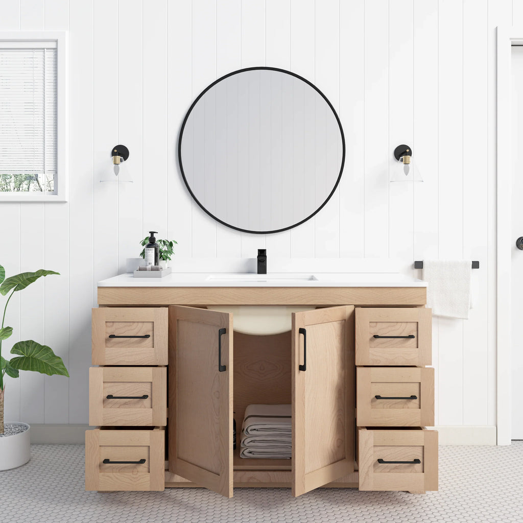 Chester 60" Single Sink Solid-Wood Vanity with Quartz Countertop