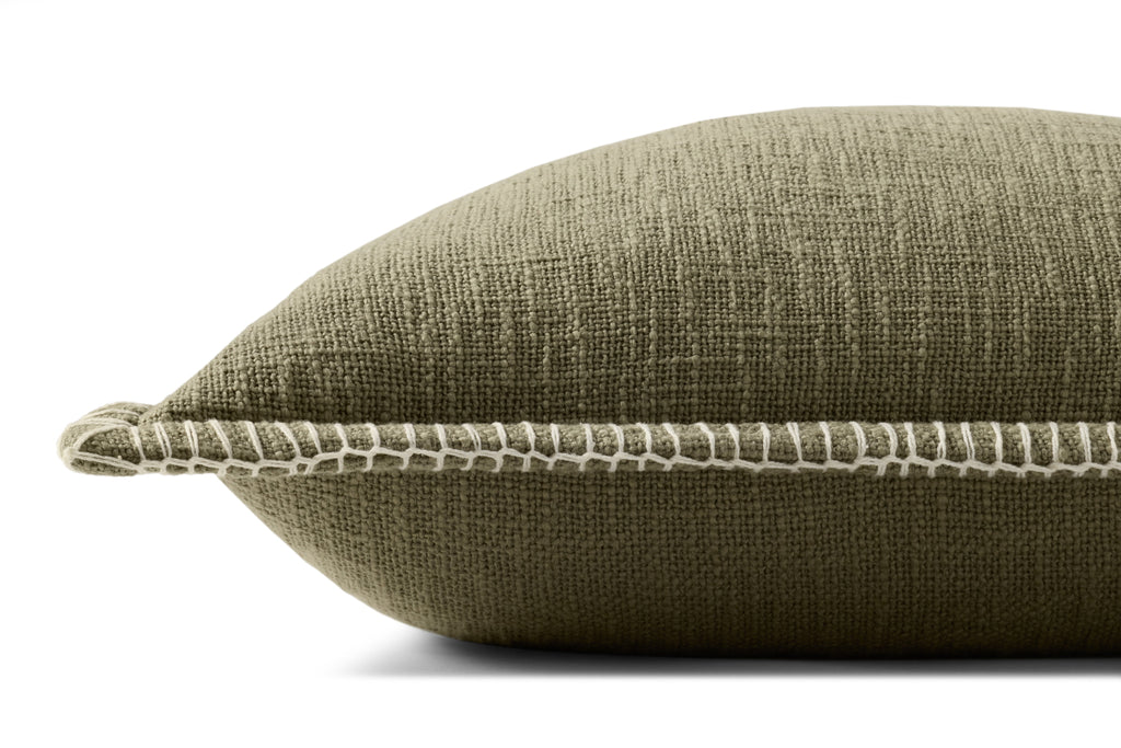 Loloi PLL0109 Linen Throw Pillow with Whipstitch Edge