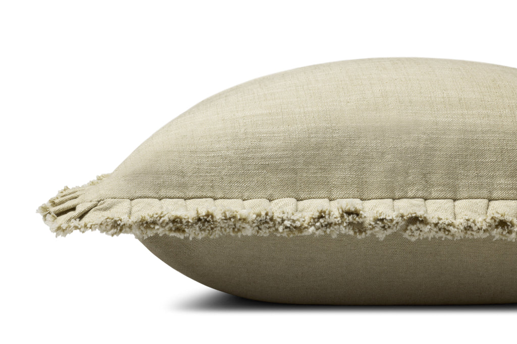 Loloi PLL0210 Linen Pleated Ruffle Edge Throw Pillow