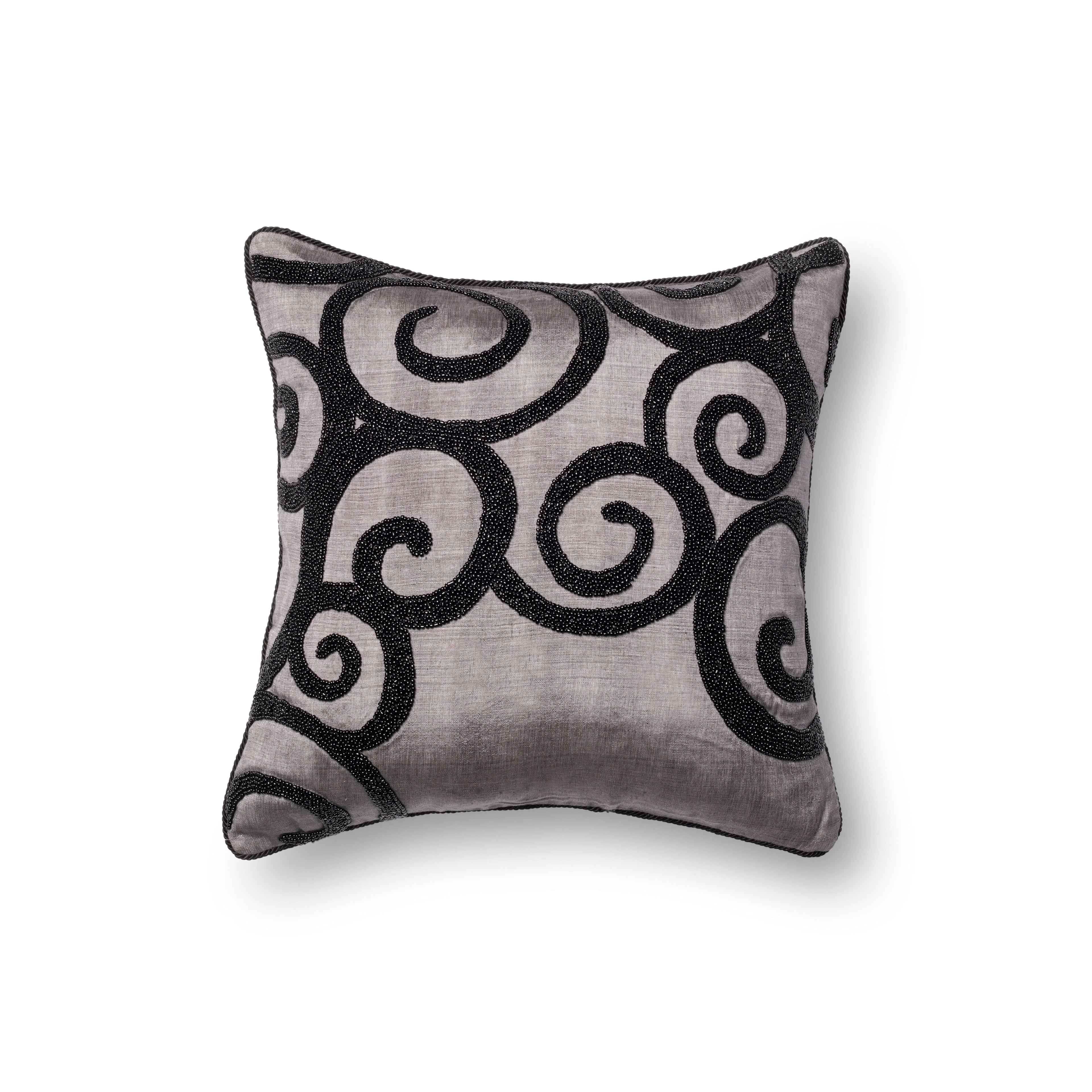 Loloi P0010 Grey / Black 18 " x 18" Pillow