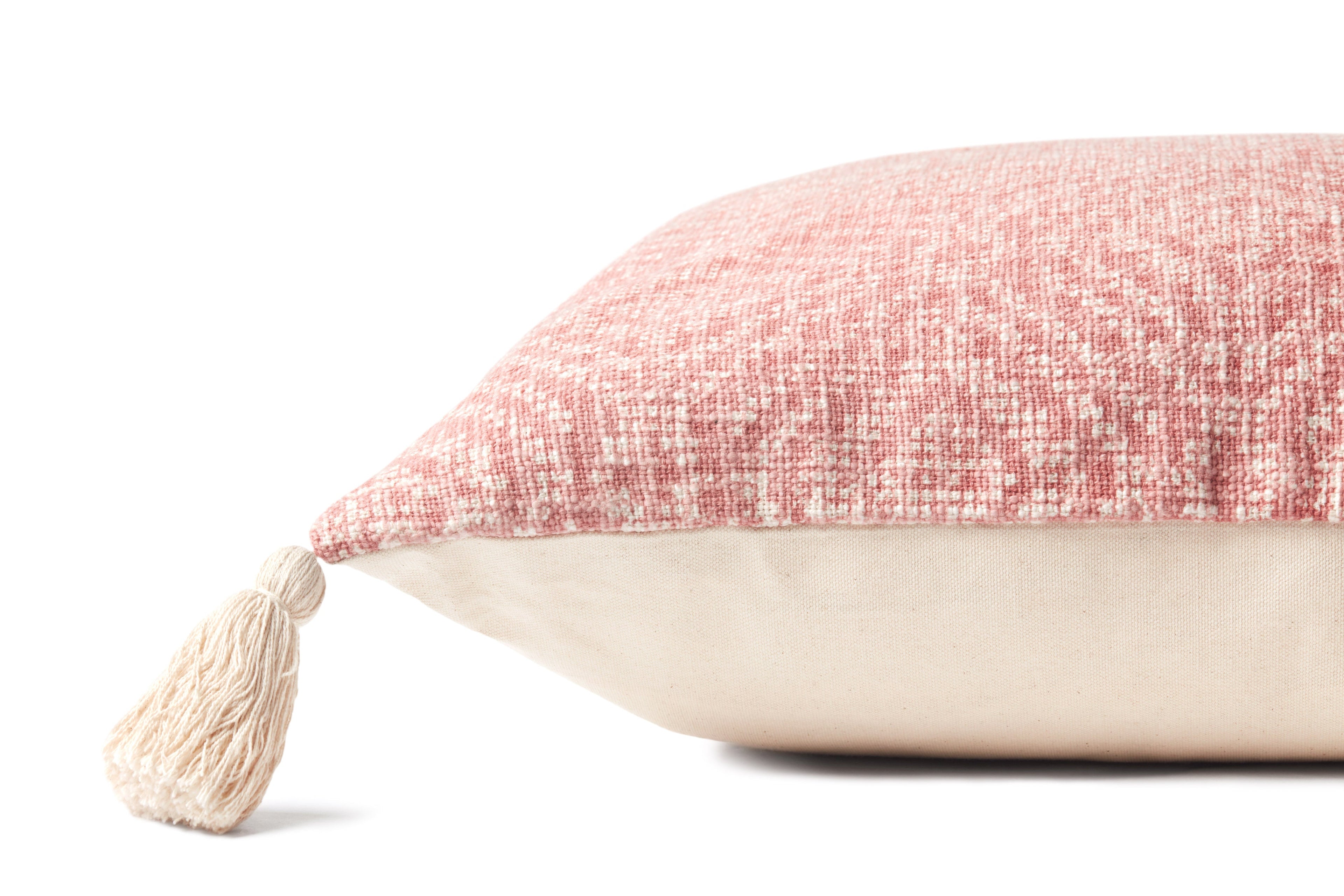 Loloi P0621 Hand-Woven Cotton Lumbar Throw Pillow with Corner Tassels
