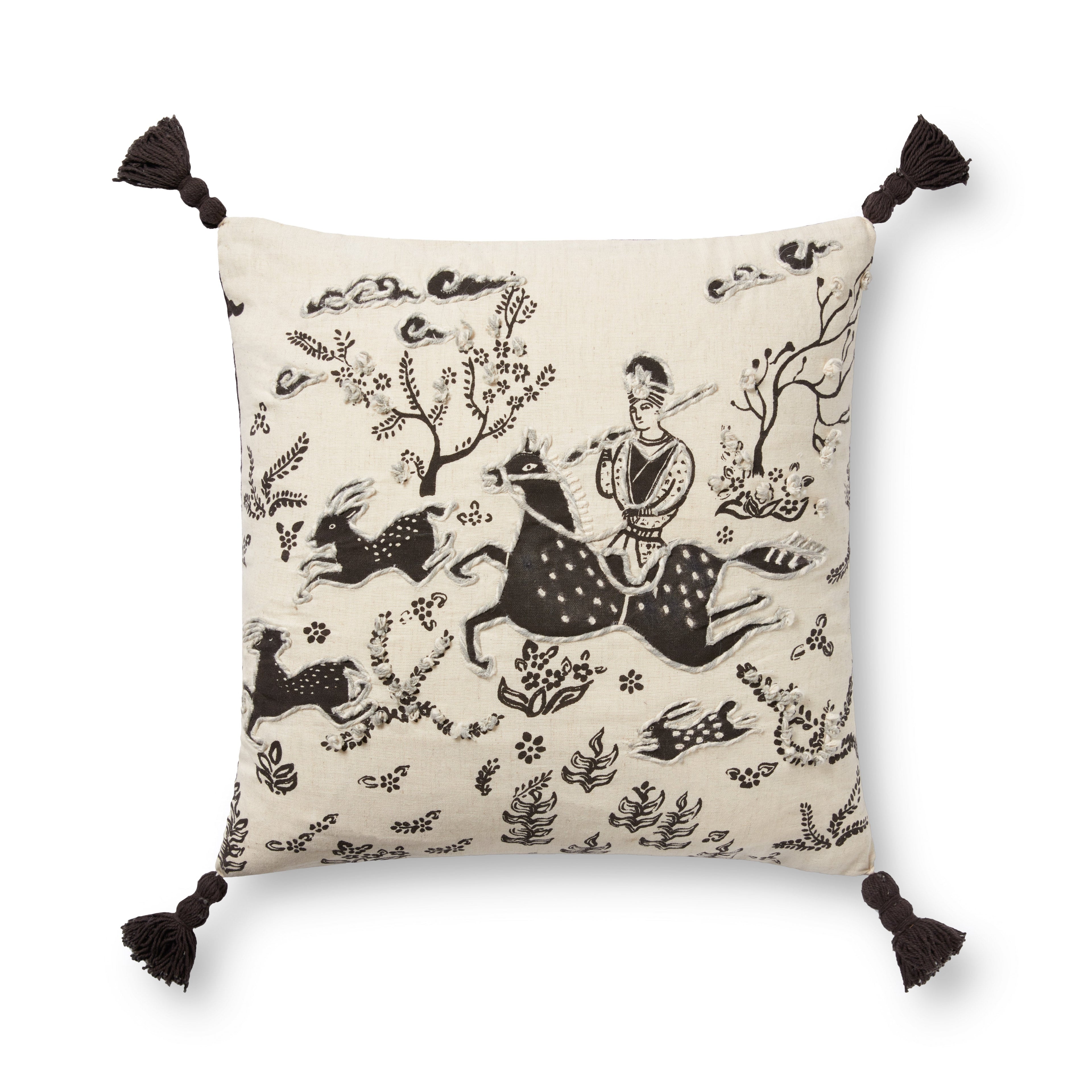 Loloi PLL0025 Ivory / Black 18 " x 18" Pillow