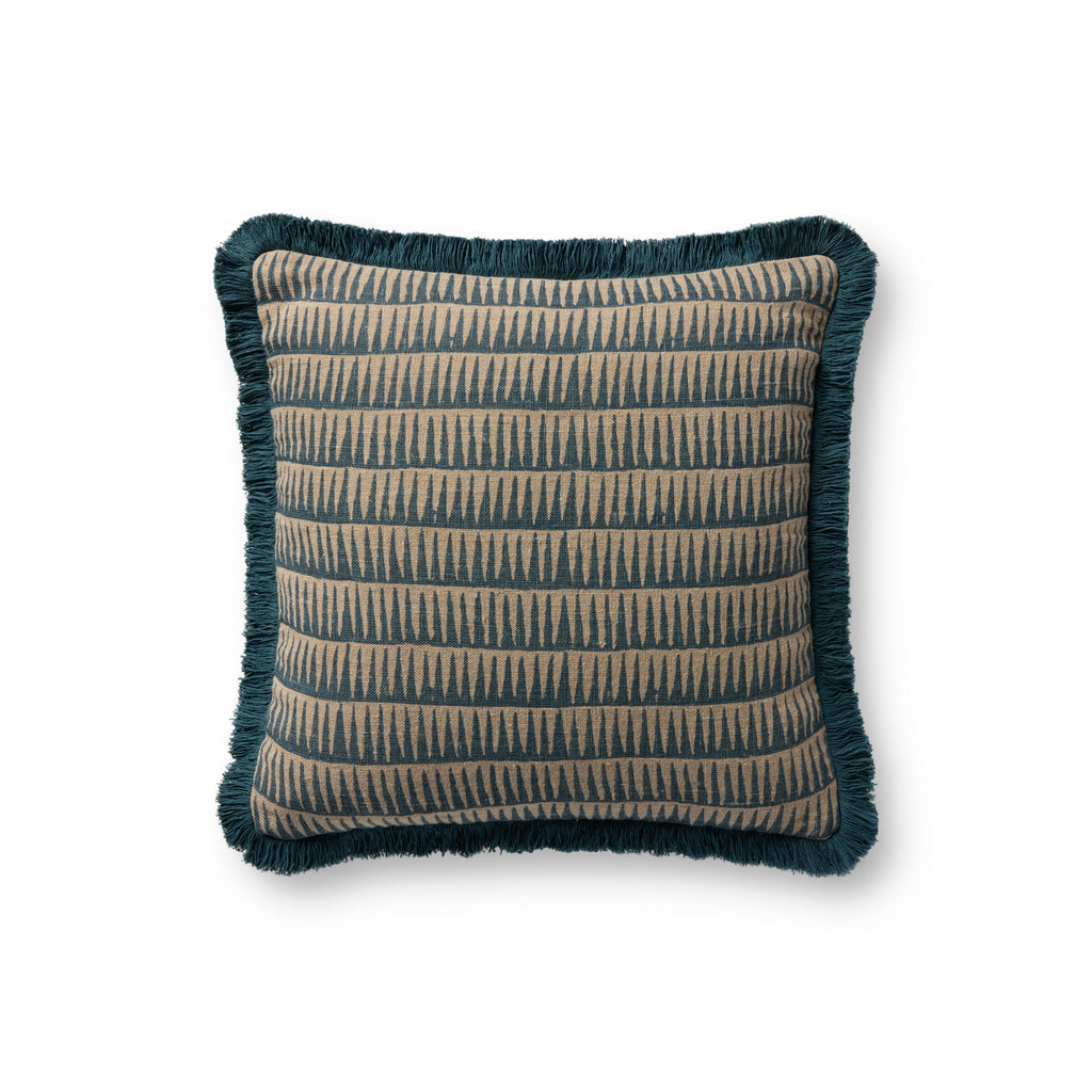 Loloi PLL0202 Abstract Linen Throw Pillow with Fringe Edge