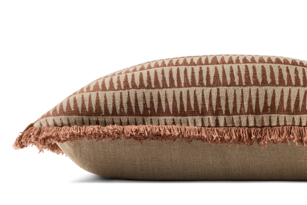 Loloi PLL0202 Abstract Linen Throw Pillow with Fringe Edge