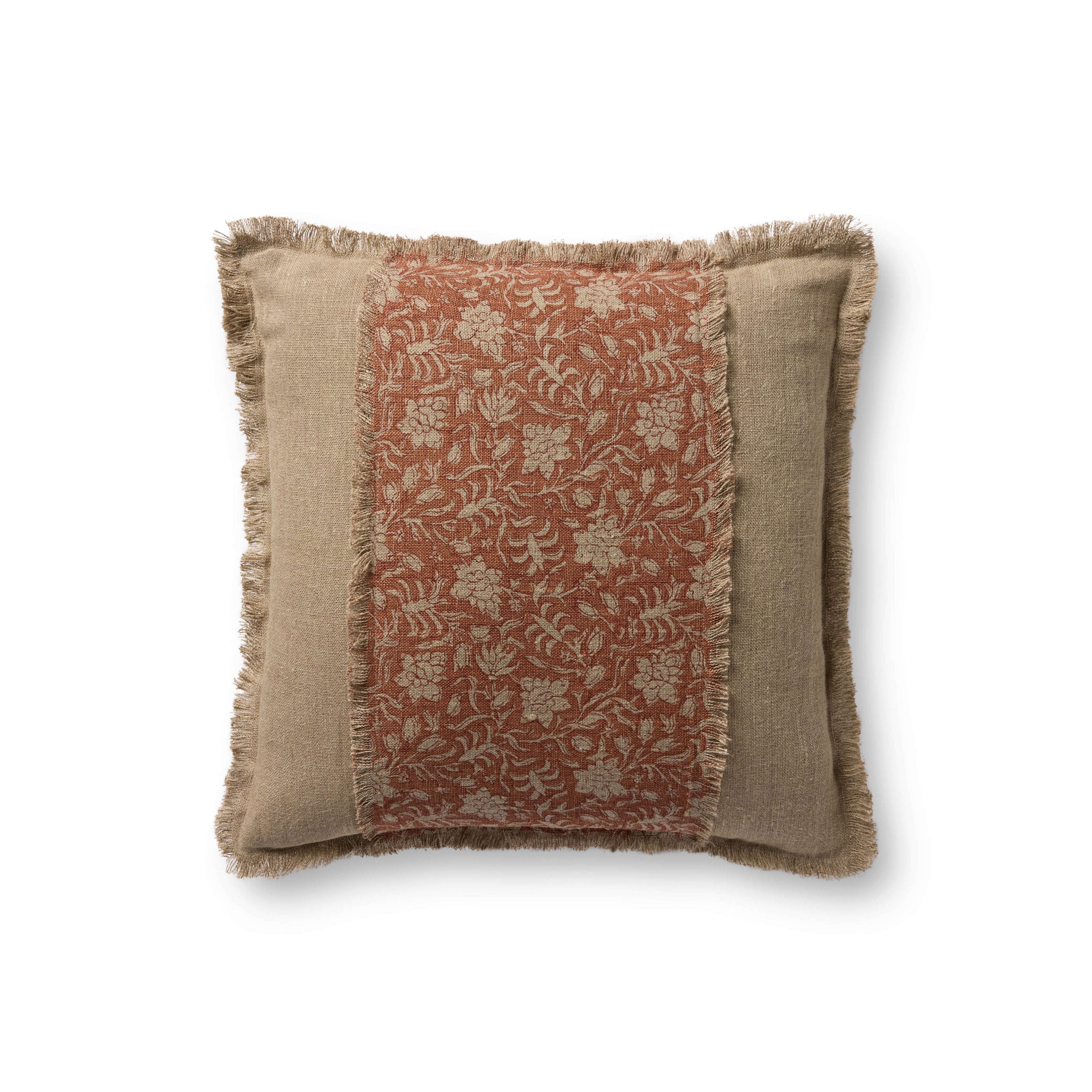 Loloi PLL0203 Orange / Natural 18" x 18" Pillow