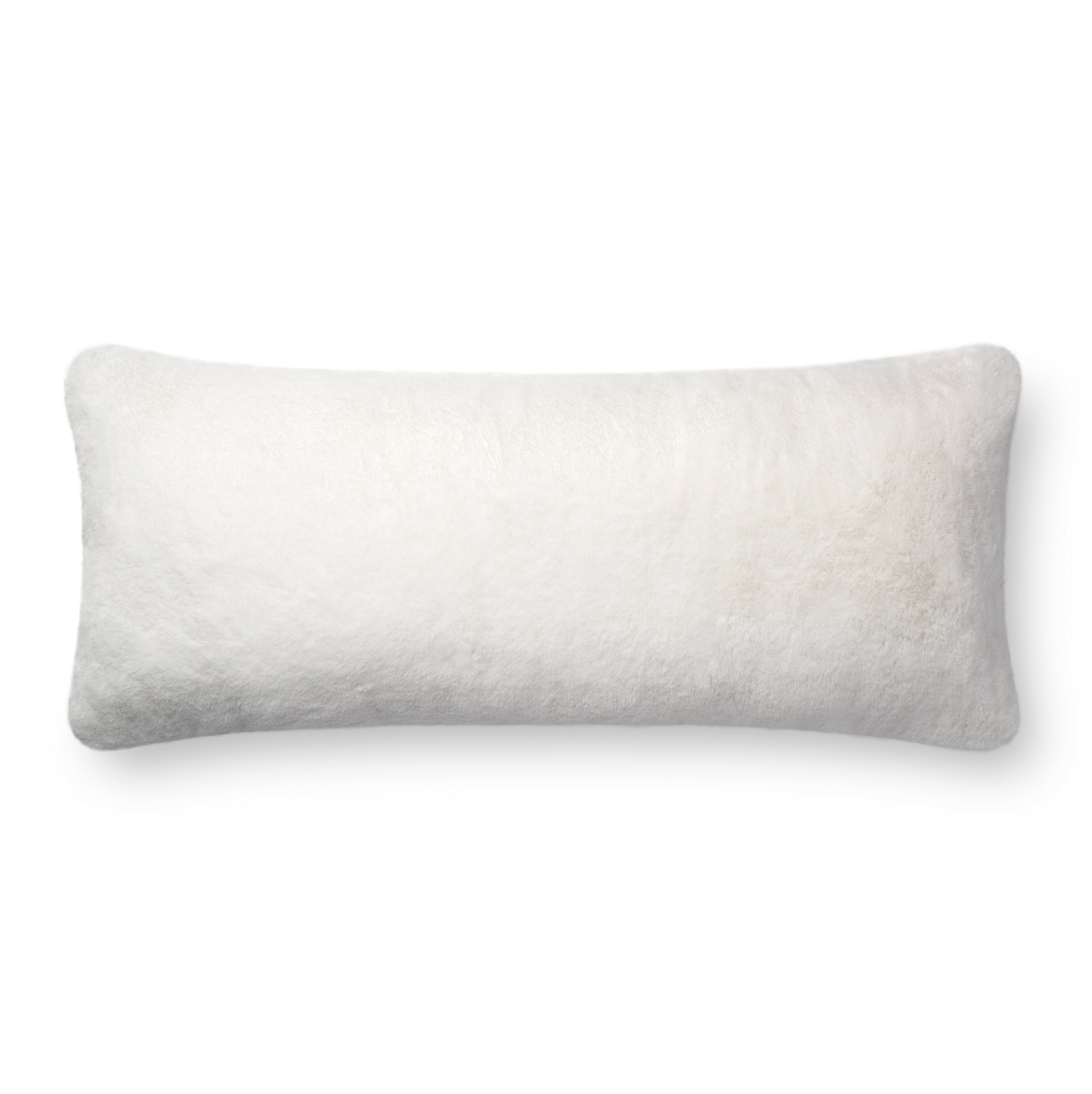Loloi P0710 White Solid Polyester Lumbar Throw Pillow