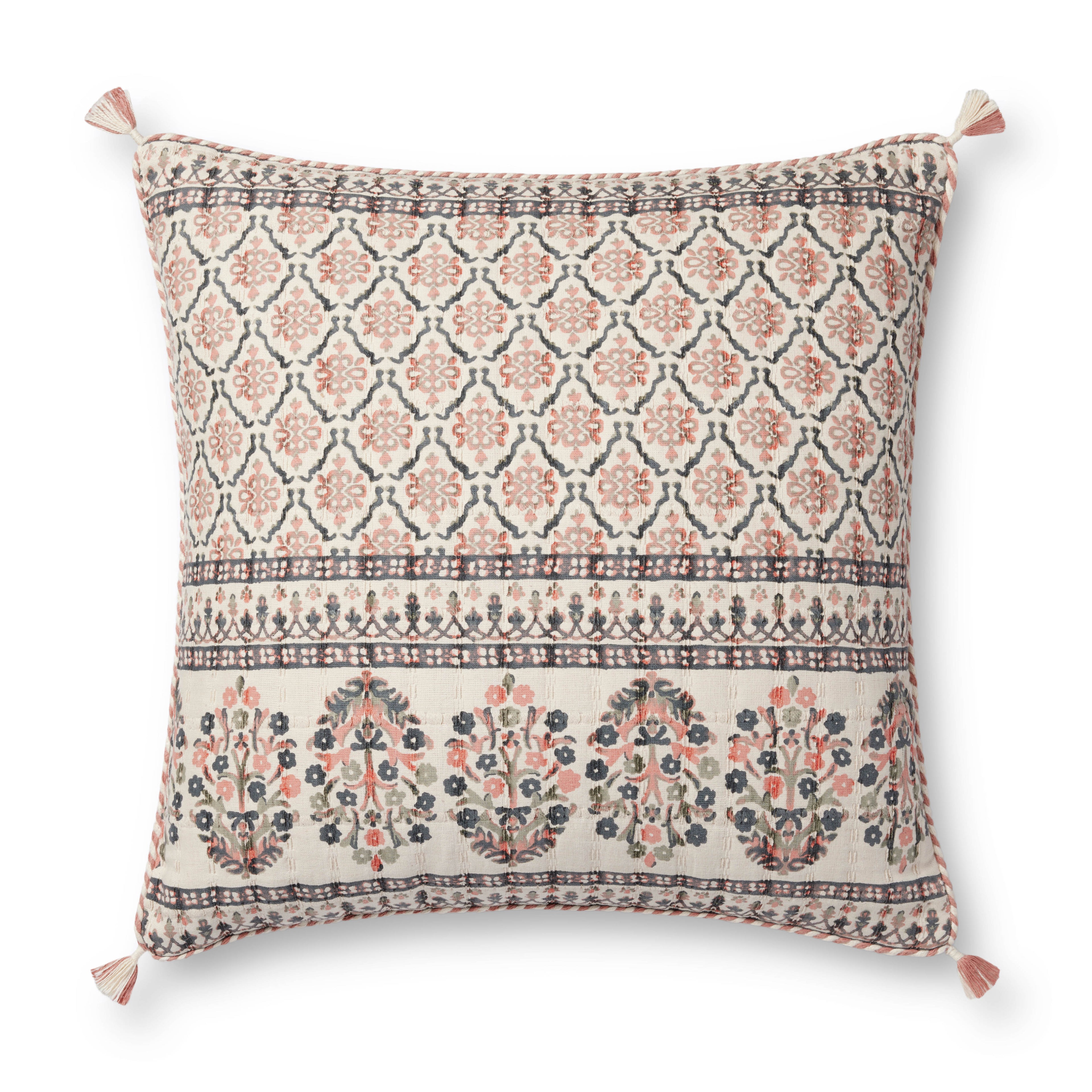 Loloi PLL0115 Pink / Multi 22" x 22" Pillow