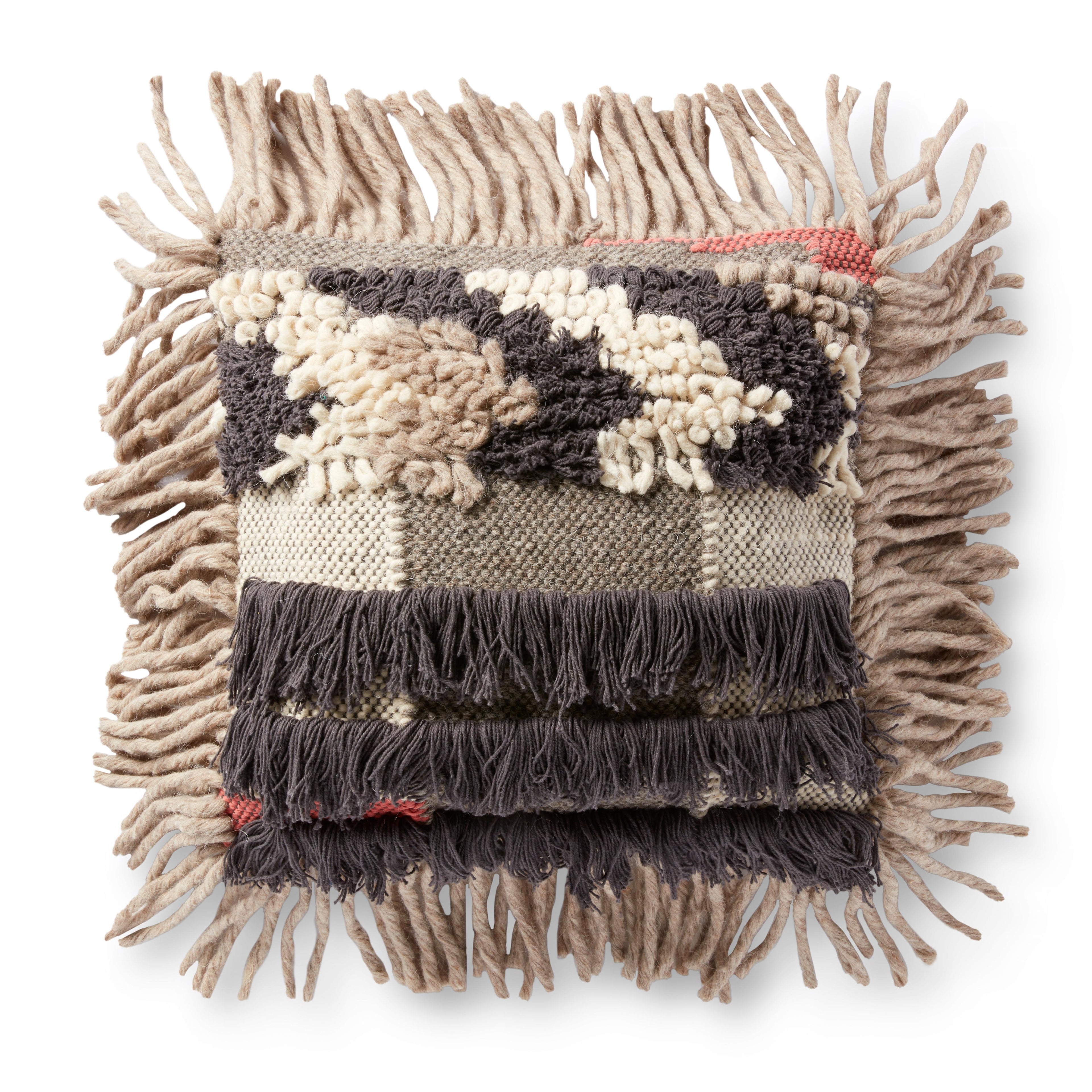 Loloi P0093 Grey / Multi 18" x 18" Pillow