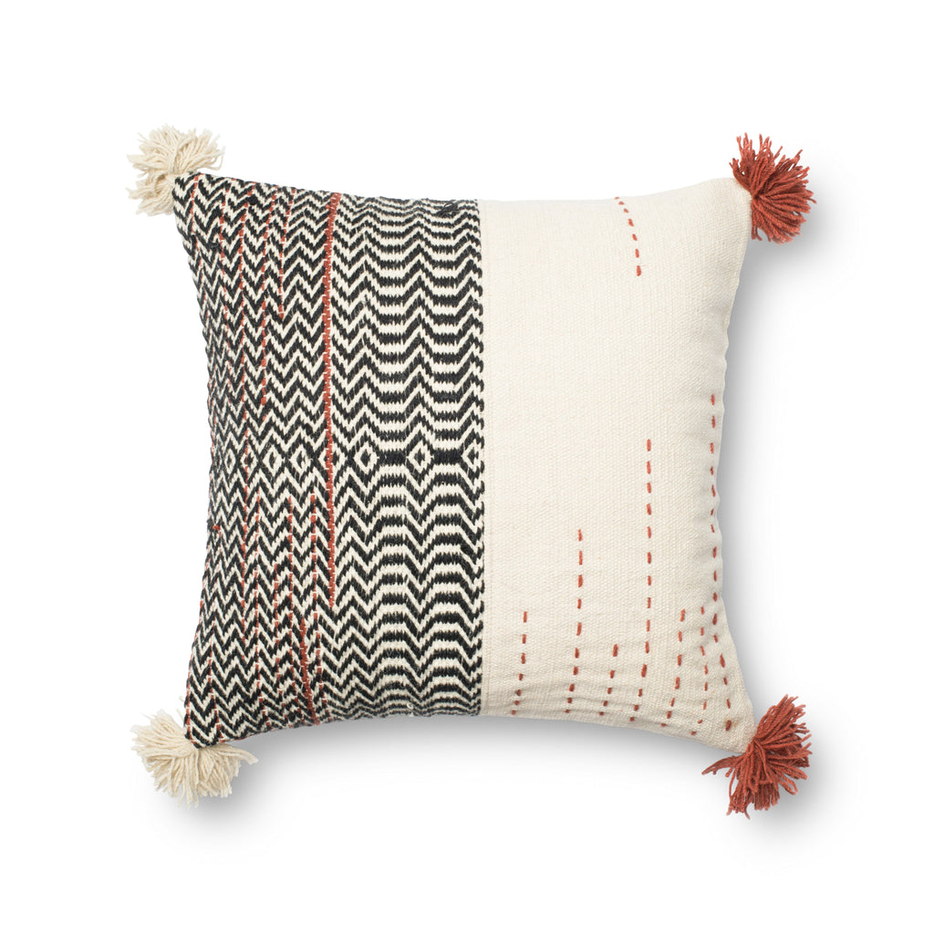Loloi P0227 Black / Ivory 22" x 22" Pillow