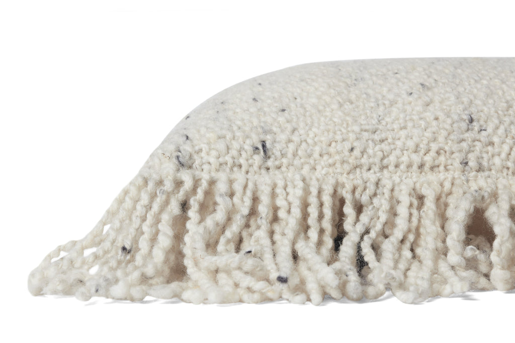 Loloi PLL0033 Pillow Hand-Woven Wool & Cotton Throw Pillow with Fringe Edge