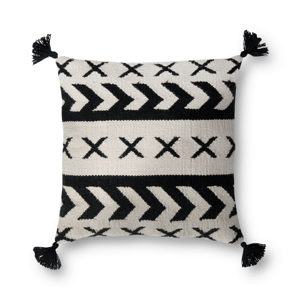Loloi P0502 Black / Ivory 18" x 18" Pillow