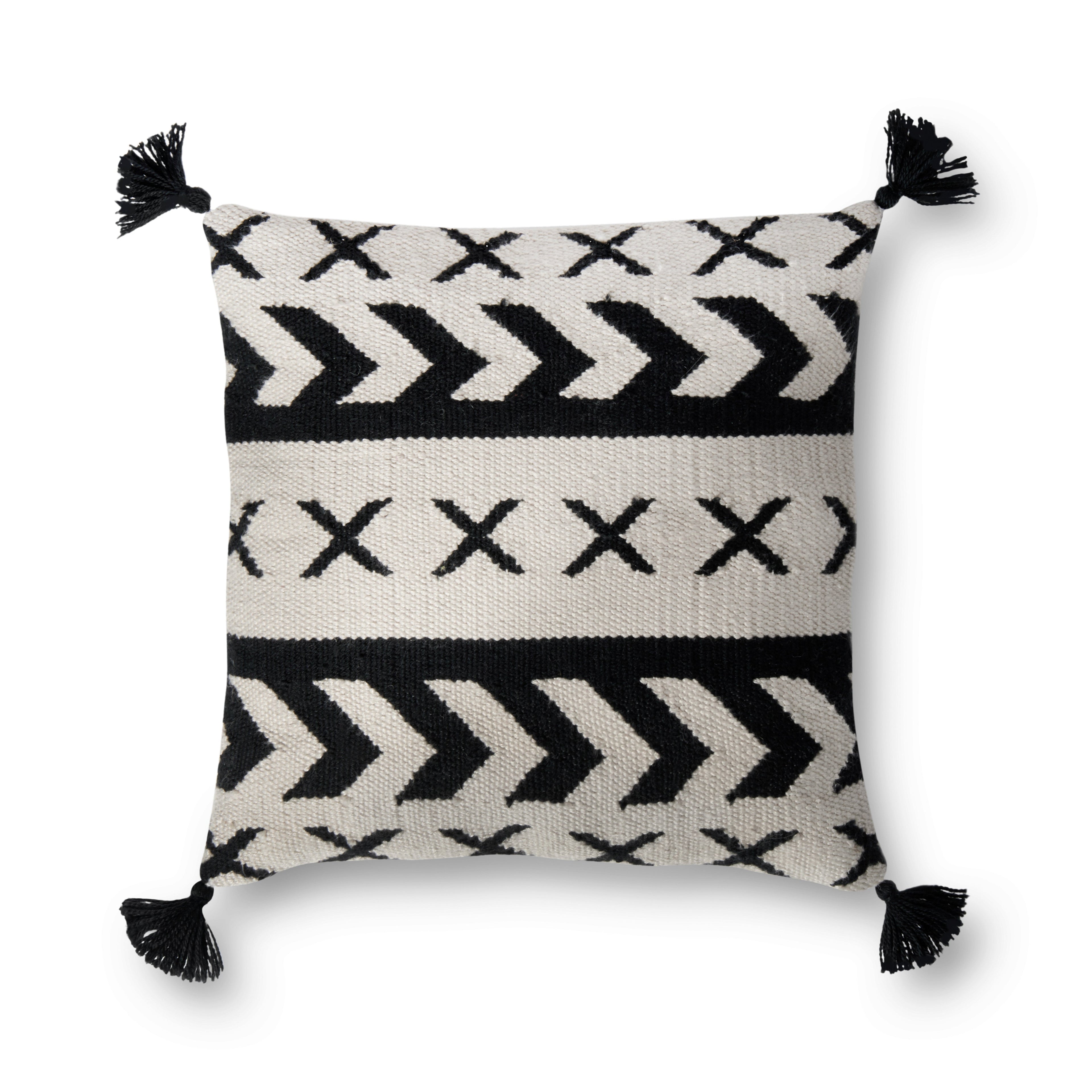 Loloi P0502 Black / Ivory 18" x 18" Pillow