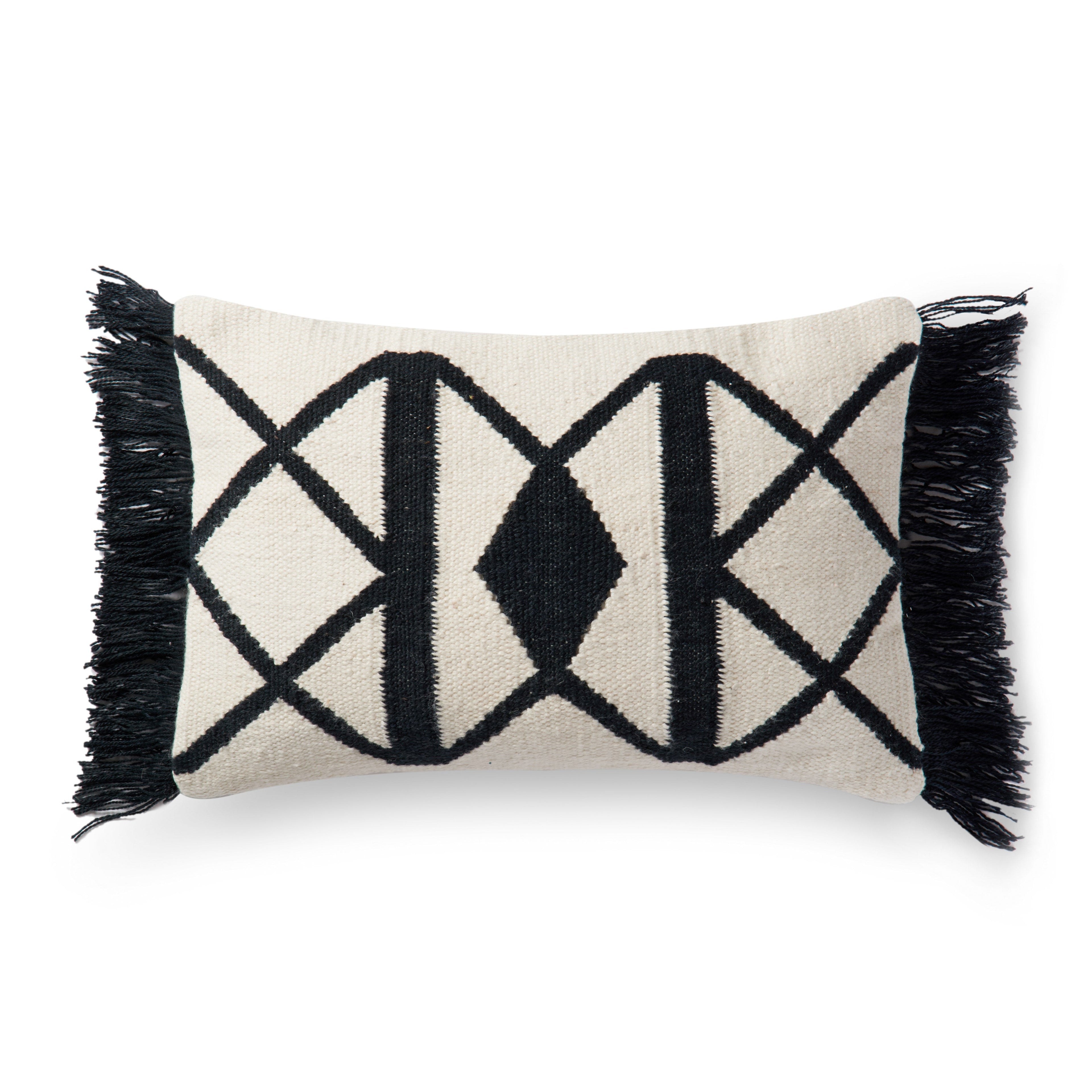 Loloi P0503 Black / Ivory 13" x 21" Pillow