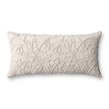 Loloi PLL0127 Natural Botanical Embroidered Cotton Lumbar Throw Pillow