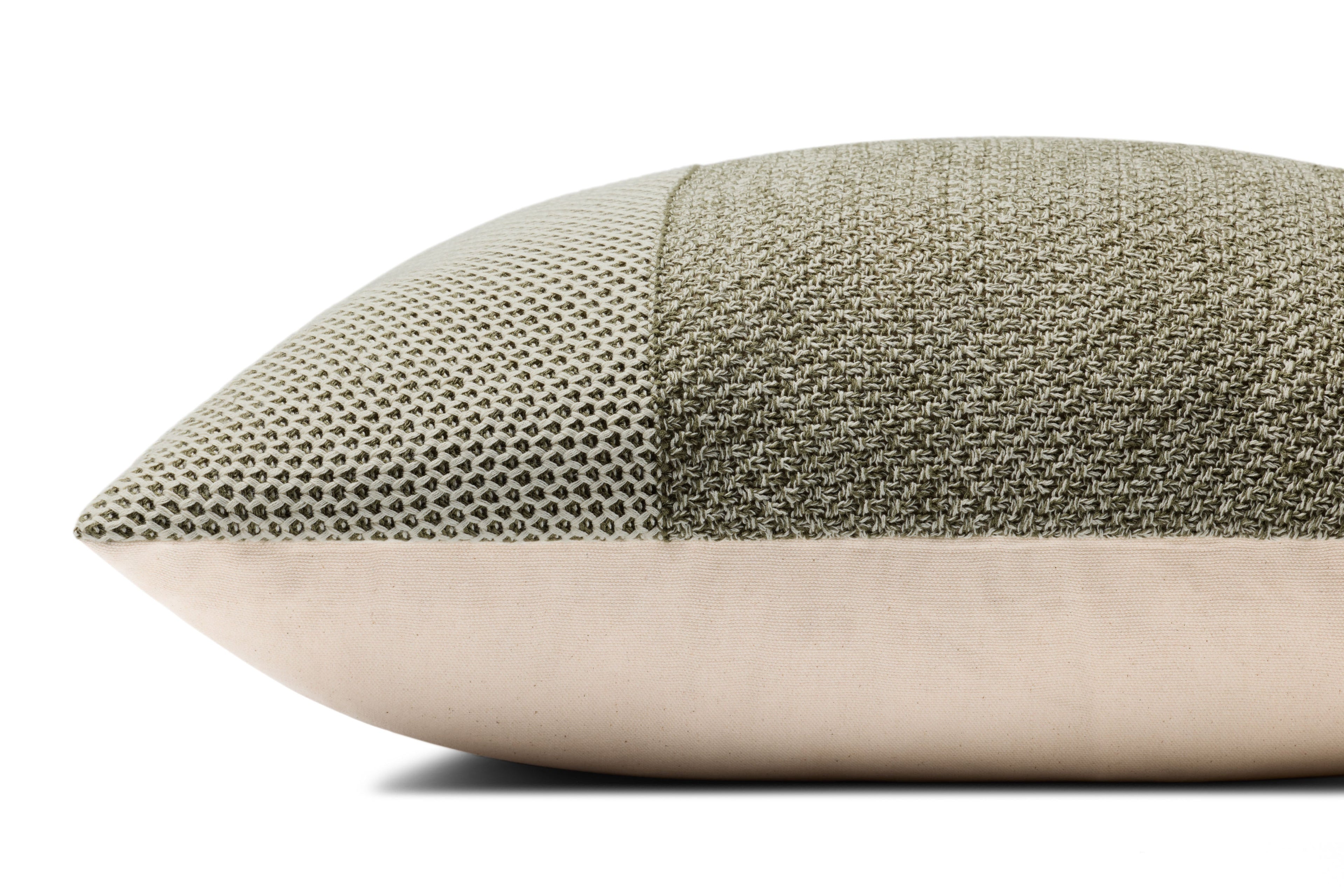 Loloi PLL0170 Hand-Knitted Cotton Throw Pillow with Textured Center Stripe