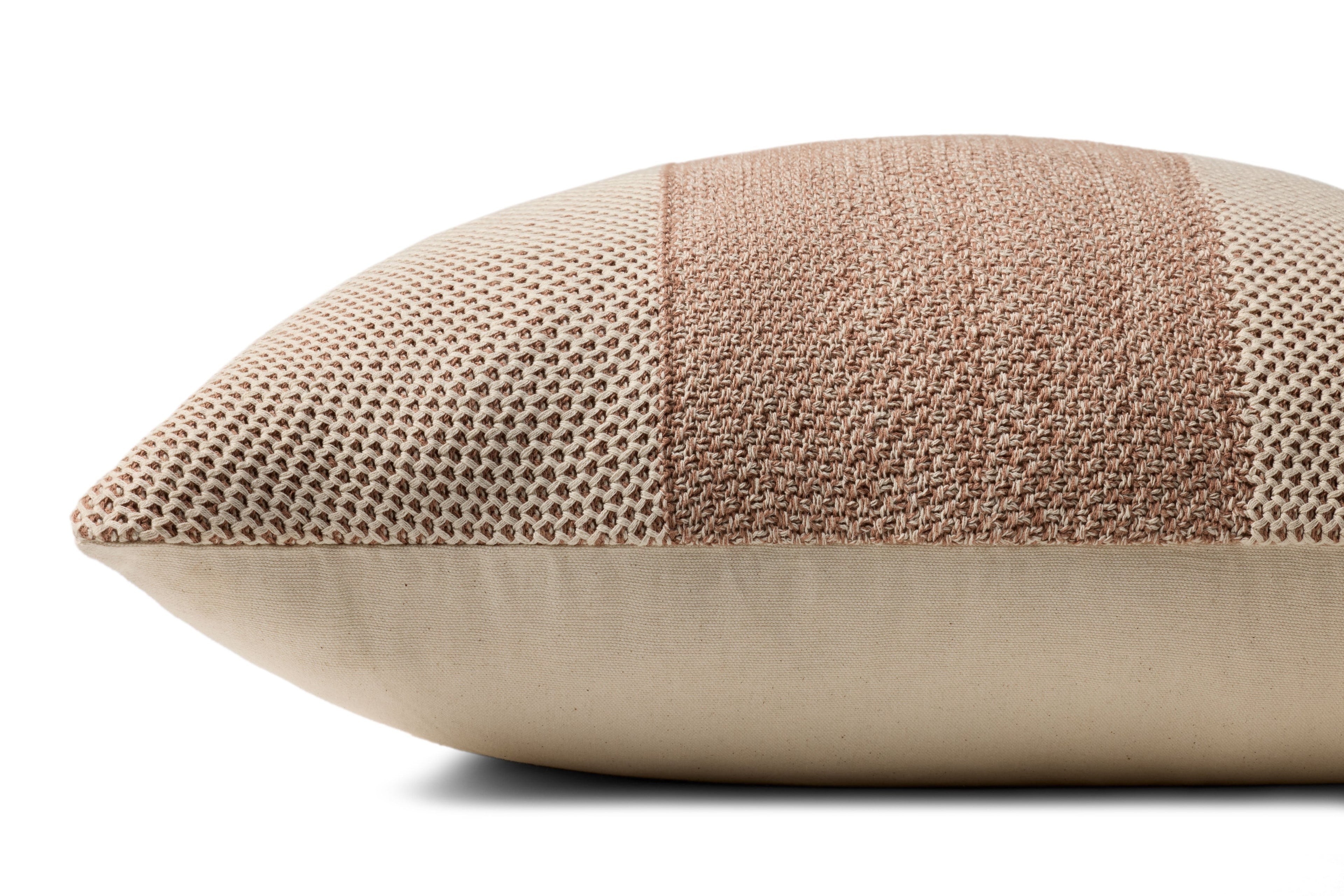 Loloi PLL0170 Hand-Knitted Cotton Throw Pillow with Textured Center Stripe