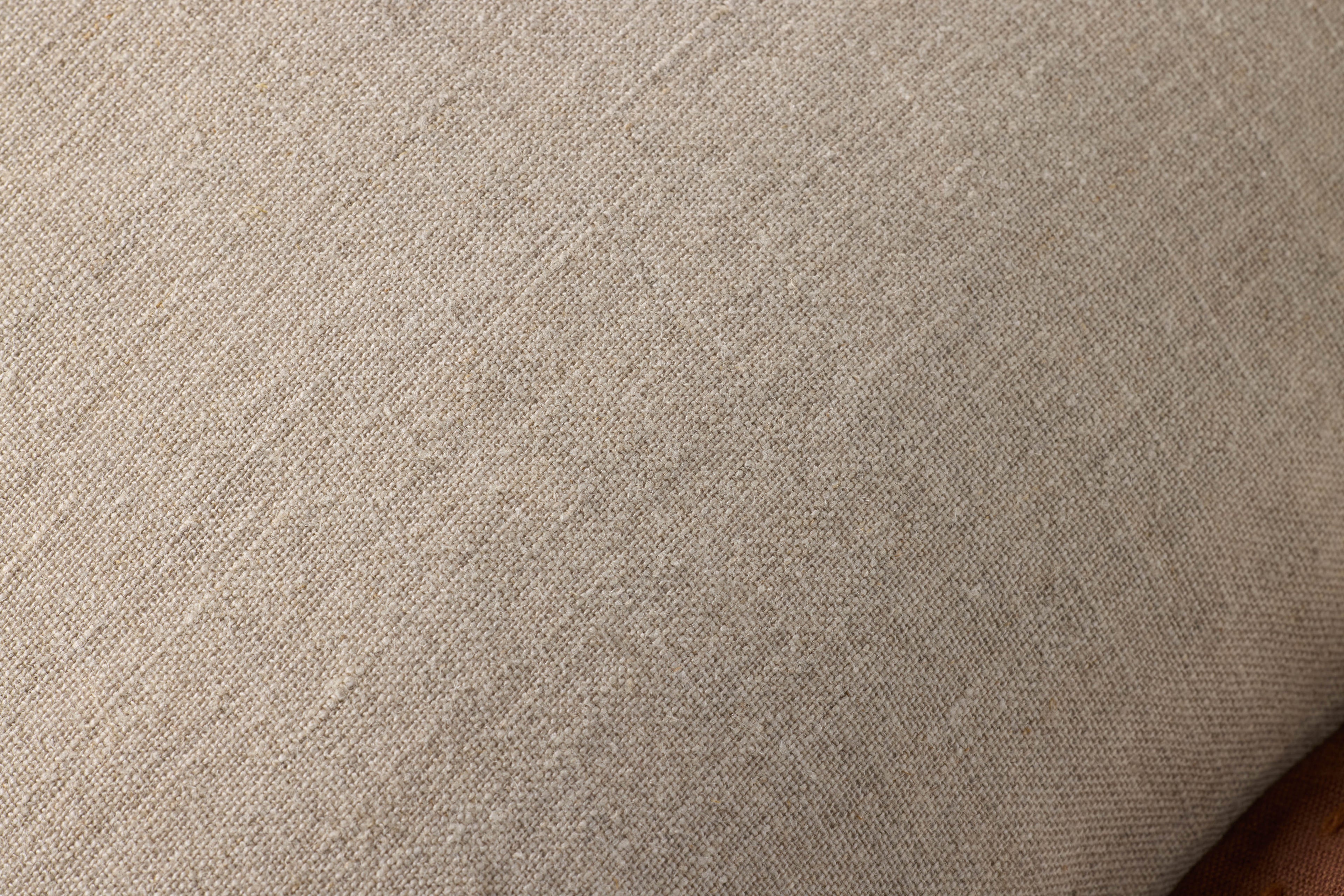 Loloi PLL0197 Linen Throw Pillow with Blue Cotton Flange Edge
