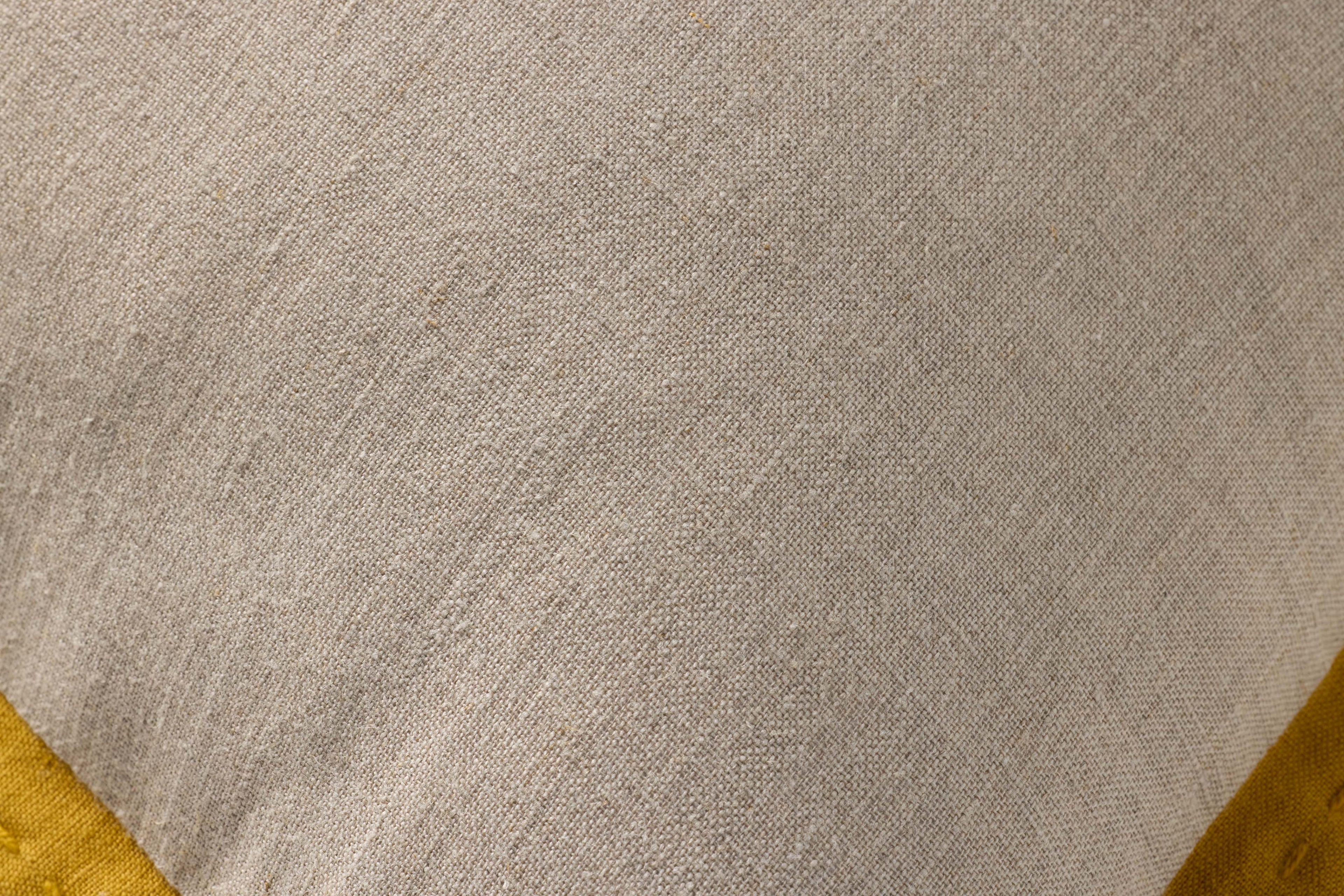 Loloi PLL0197 Linen Throw Pillow with Blue Cotton Flange Edge