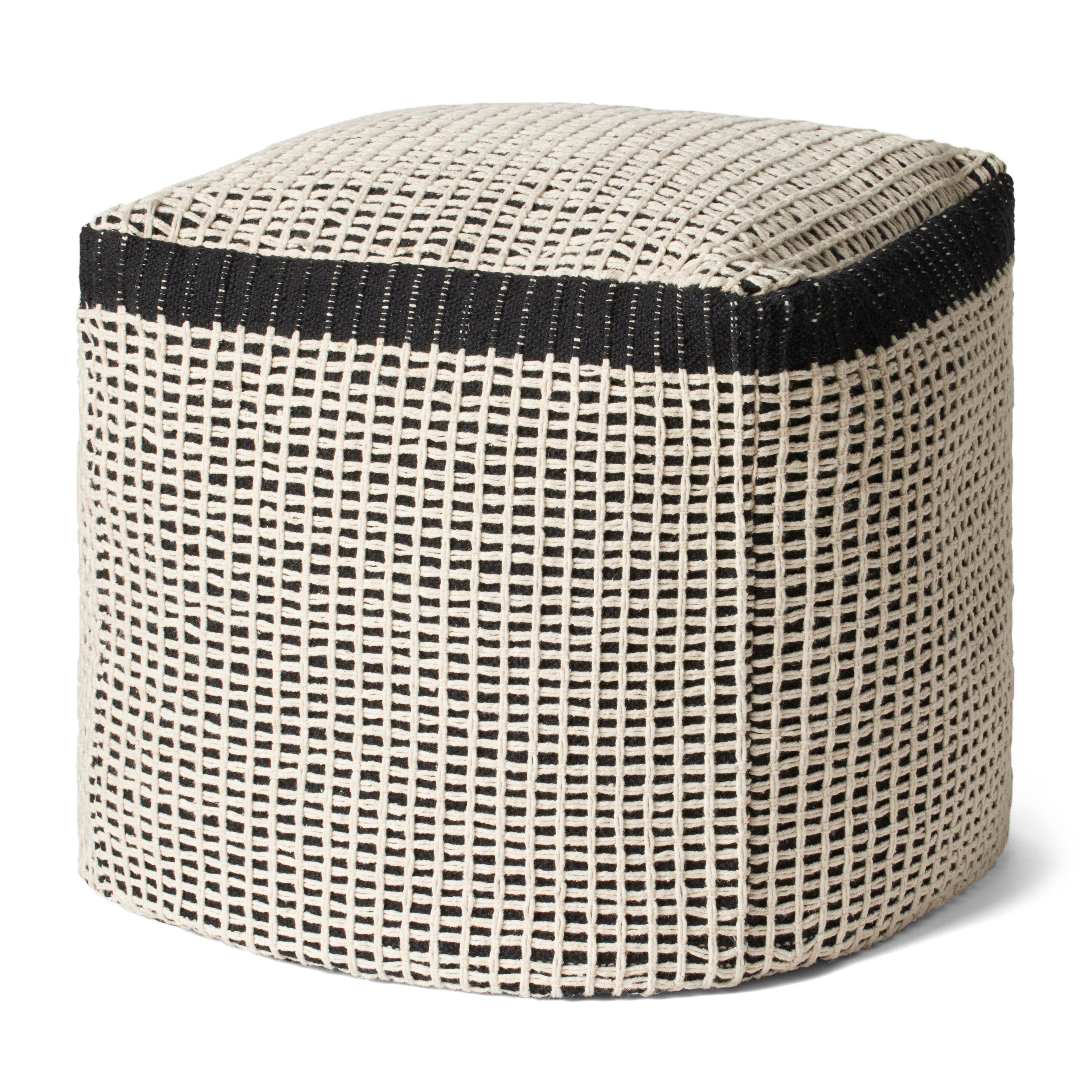Loloi LPF0040 Black / Ivory 18" x 18" x 18" Cover Only Pillow