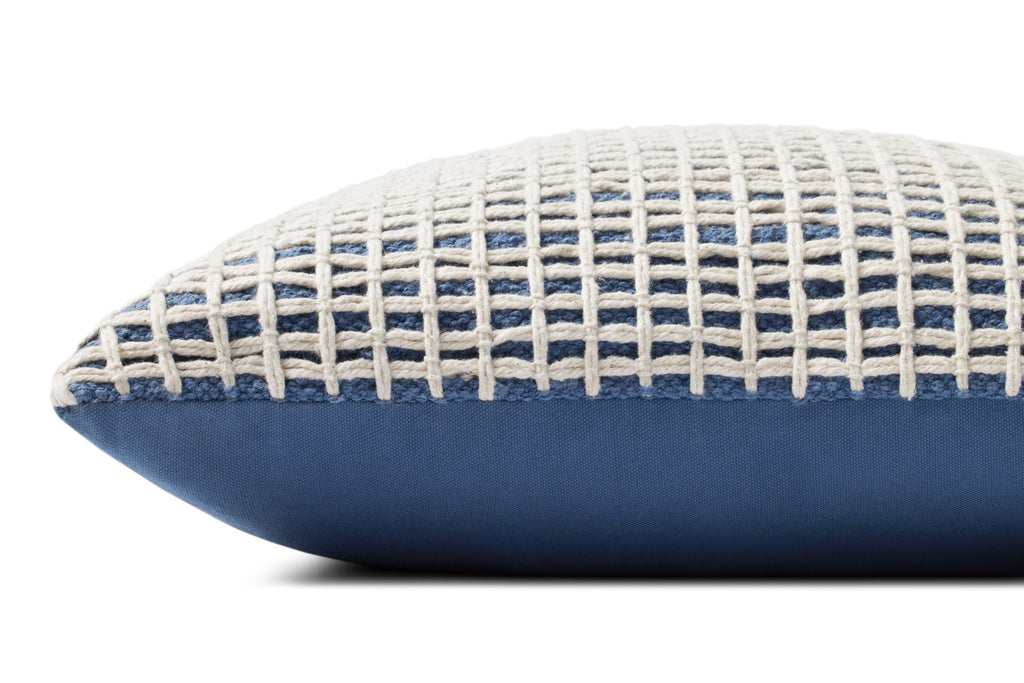 Loloi PLL0119 Textured Grid Cotton Blend Throw Pillow