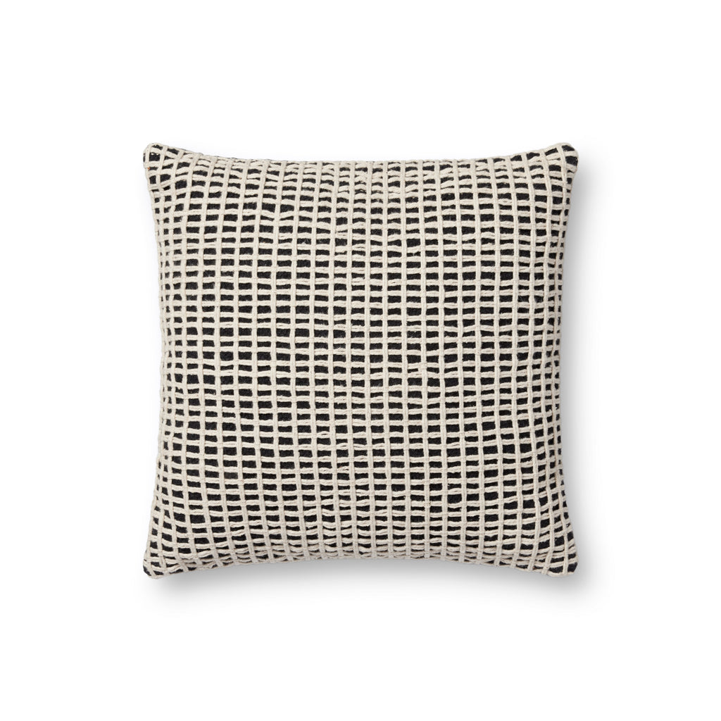 Loloi PLL0119 Textured Grid Cotton Blend Throw Pillow