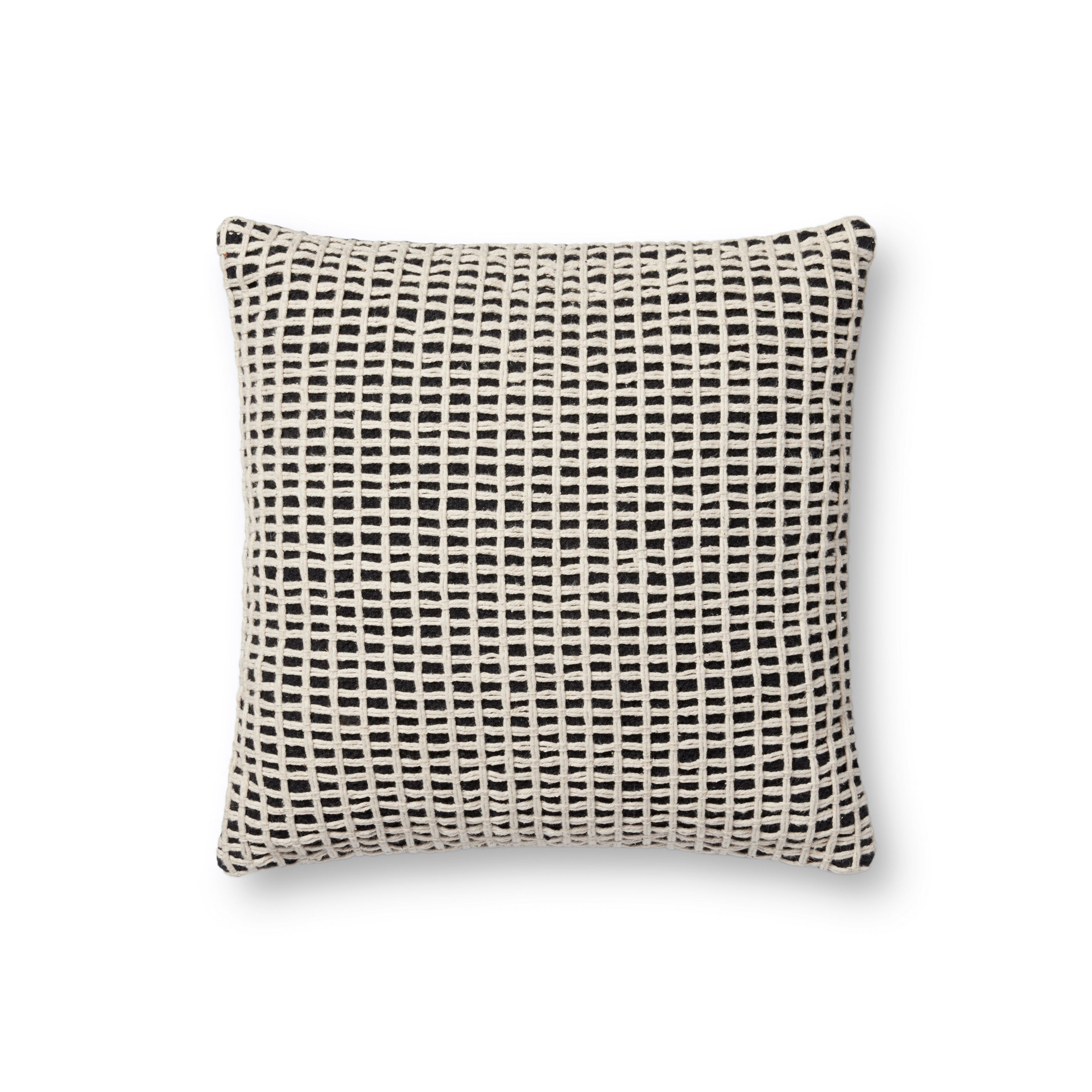 Loloi PLL0119 Textured Grid Cotton Blend Throw Pillow