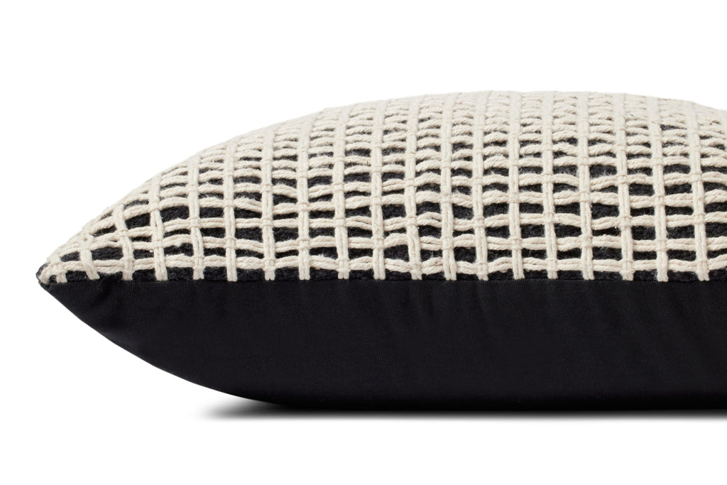 Loloi PLL0119 Textured Grid Cotton Blend Throw Pillow