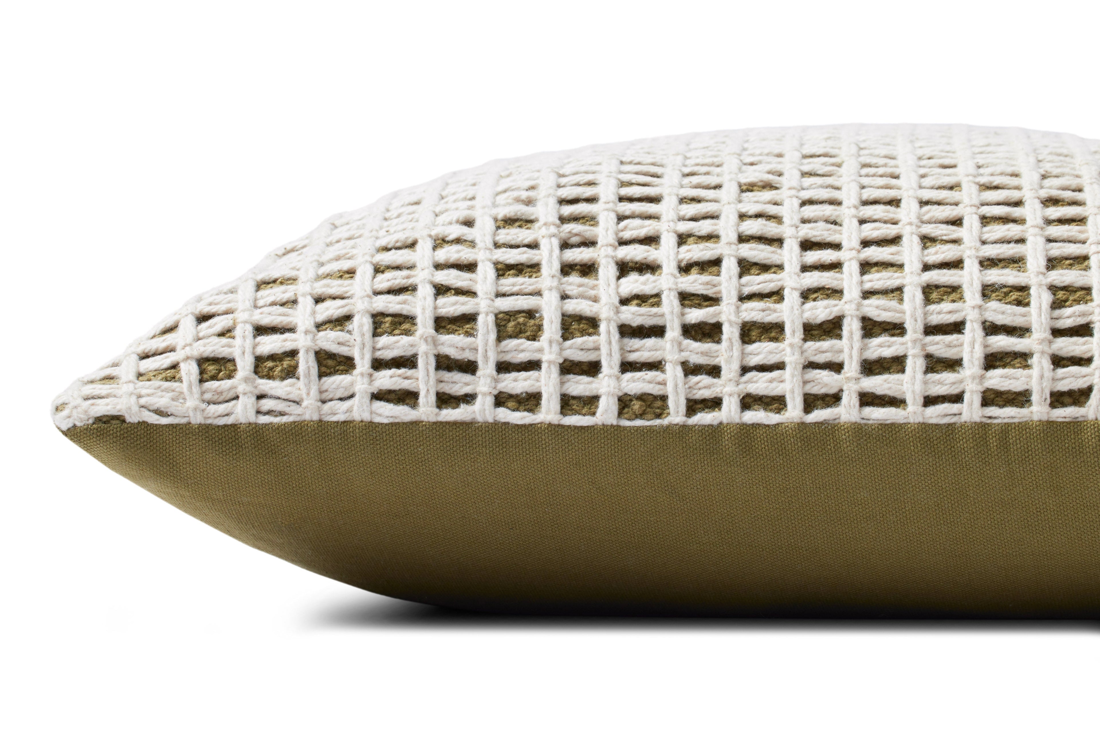 Loloi PLL0119 Textured Grid Cotton Blend Throw Pillow