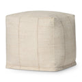 Loloi Ivory Striped Pouf Ottoman