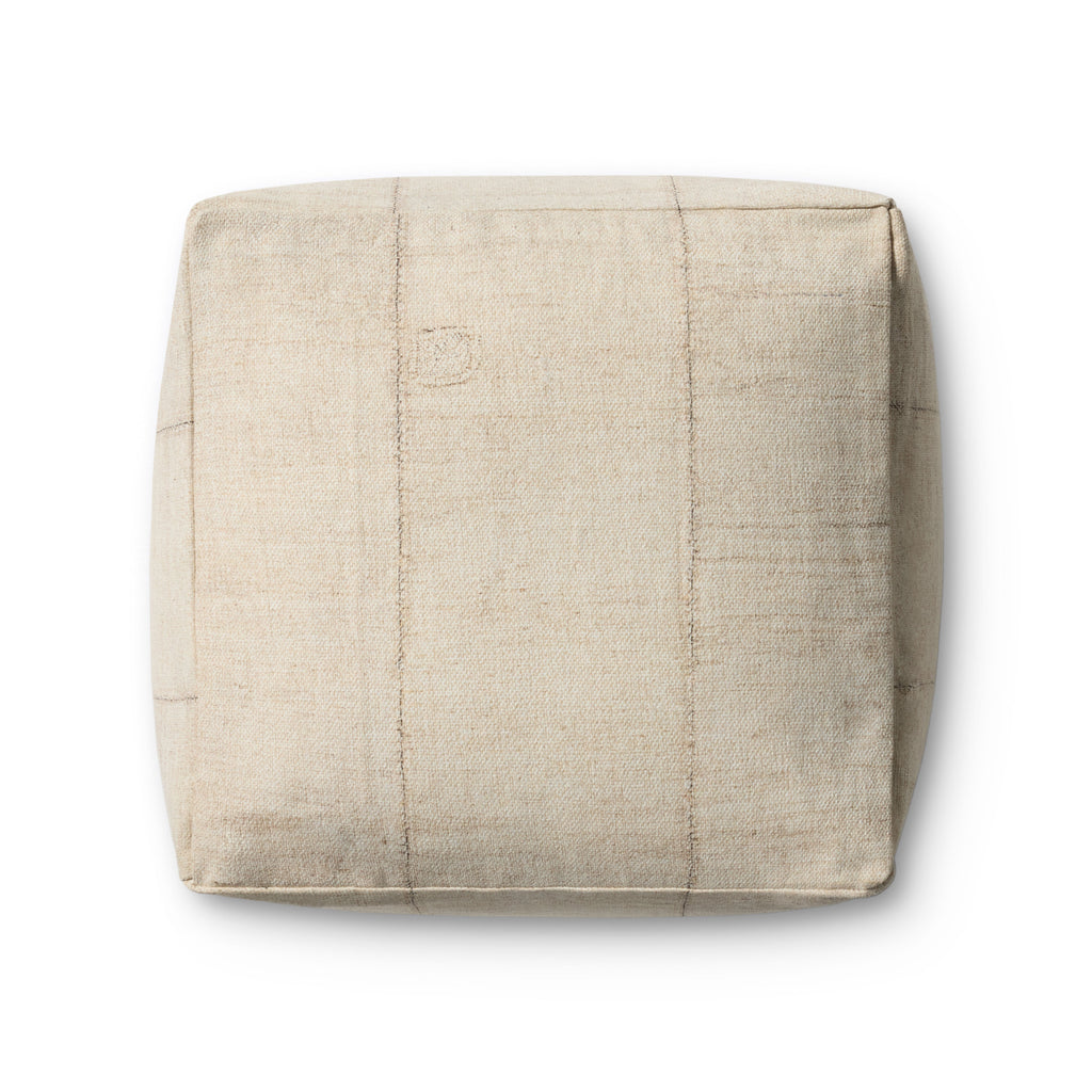 Loloi Ivory Striped Pouf Ottoman