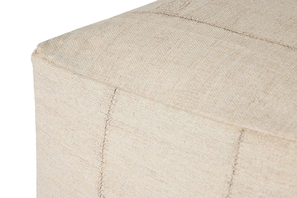 Loloi Ivory Striped Pouf Ottoman