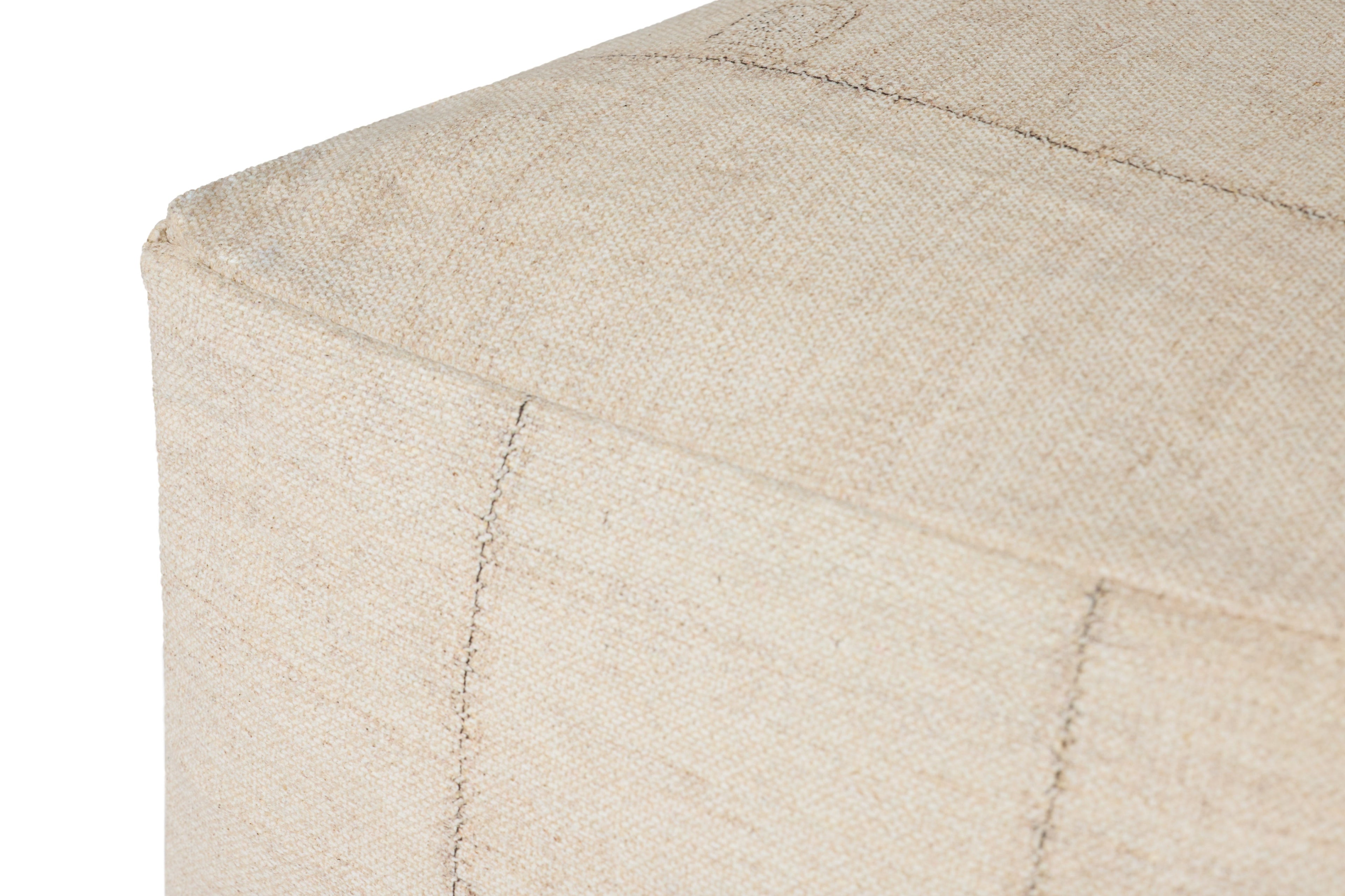 Loloi Ivory Striped Pouf Ottoman