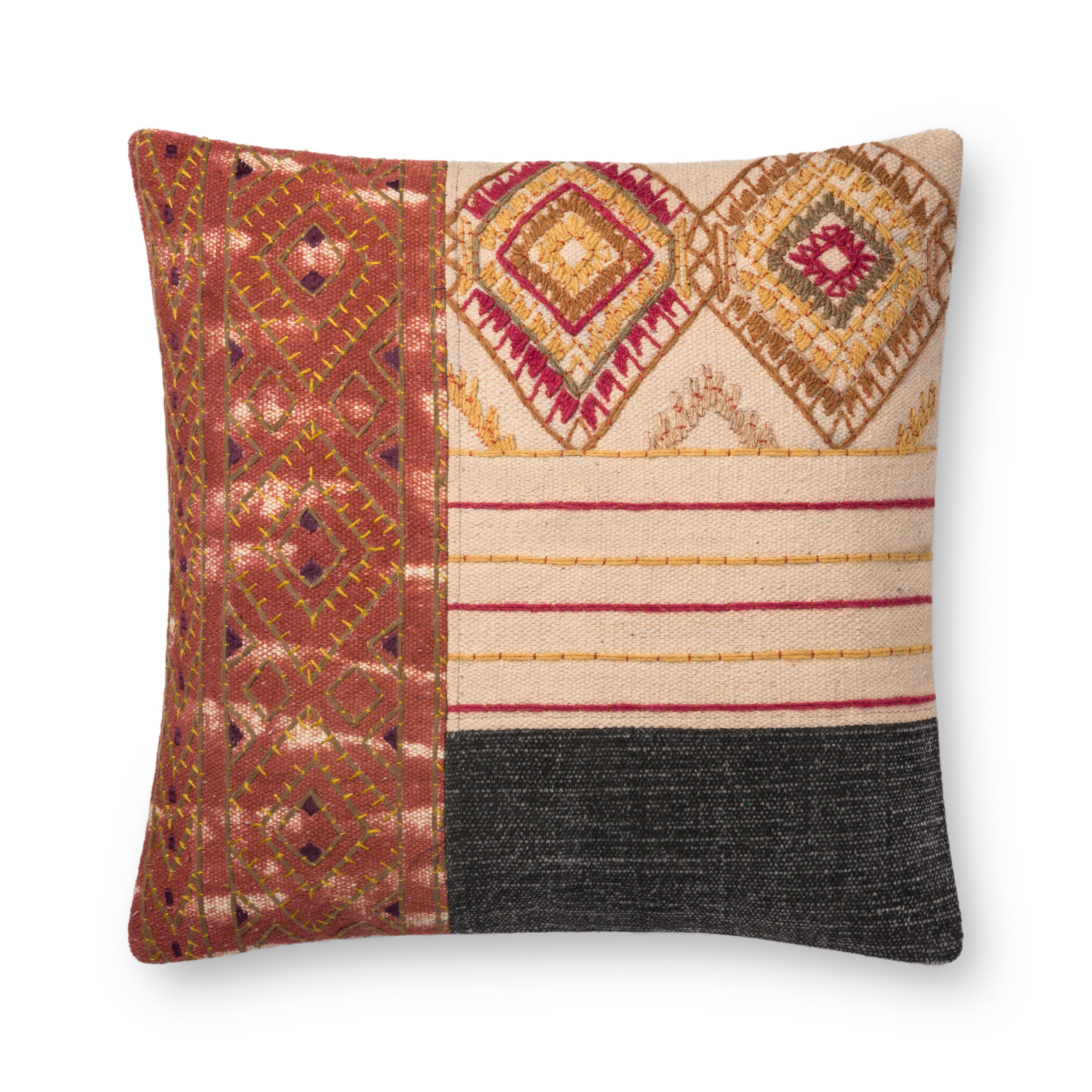 Loloi P0679 Rust / Grey 22" x 22" Pillow