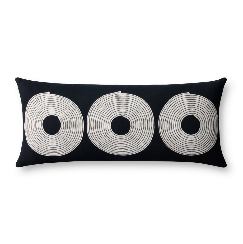 Loloi PLL0035 Geometric Embroidered Cotton Blend Lumbar Throw Pillow