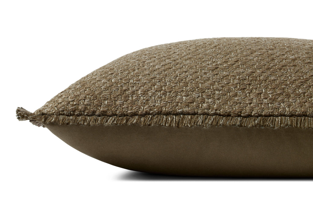 Loloi PLL0121 Textured Cotton Blend Throw Pillow with Fringe Edge