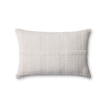 Loloi PLL0126 Ivory Hand-Woven Textured Grid Cotton Lumbar Throw Pillow