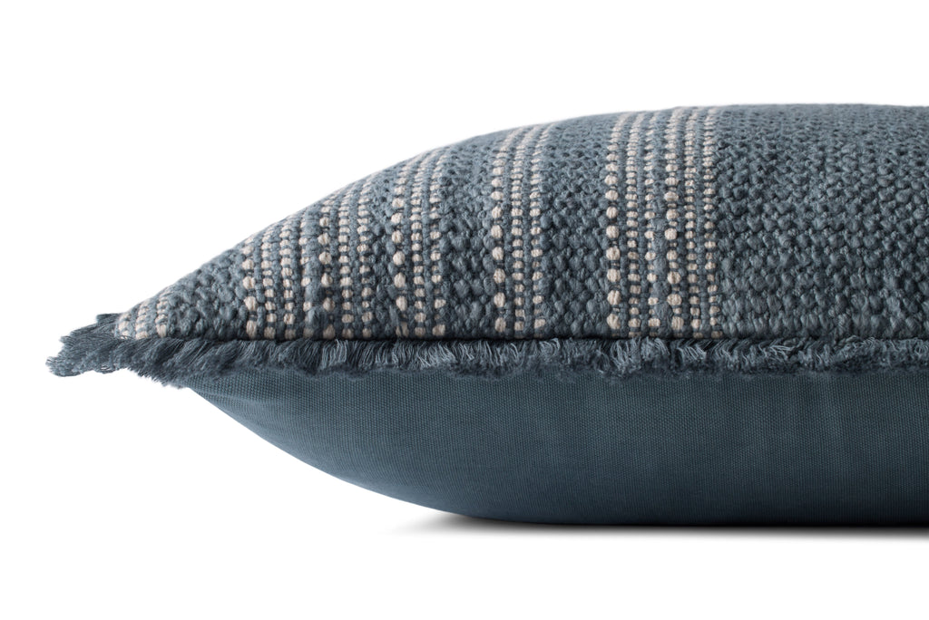 Loloi PLL0131 Stitched Stripe Cotton Throw Pillow with Fringe Edge