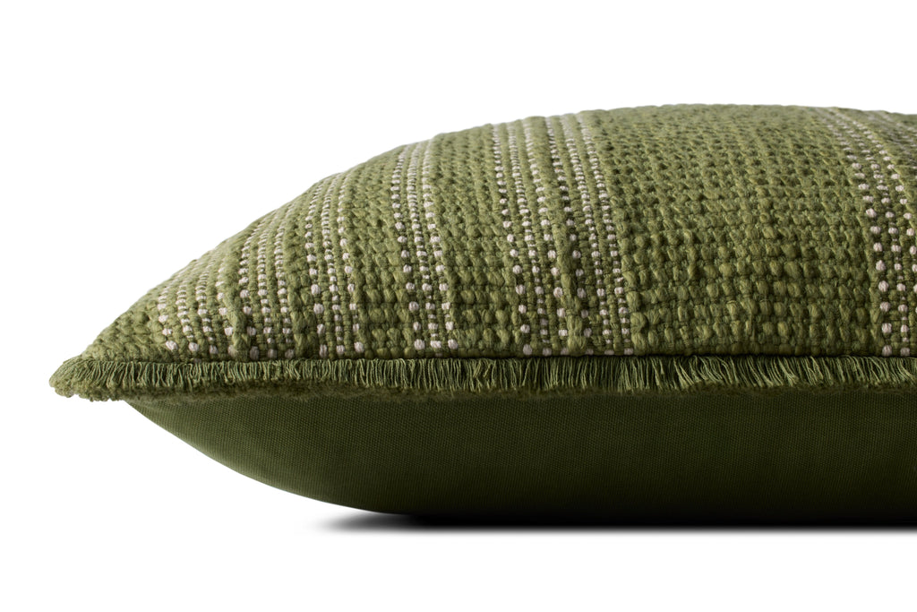 Loloi PLL0131 Stitched Stripe Cotton Throw Pillow with Fringe Edge