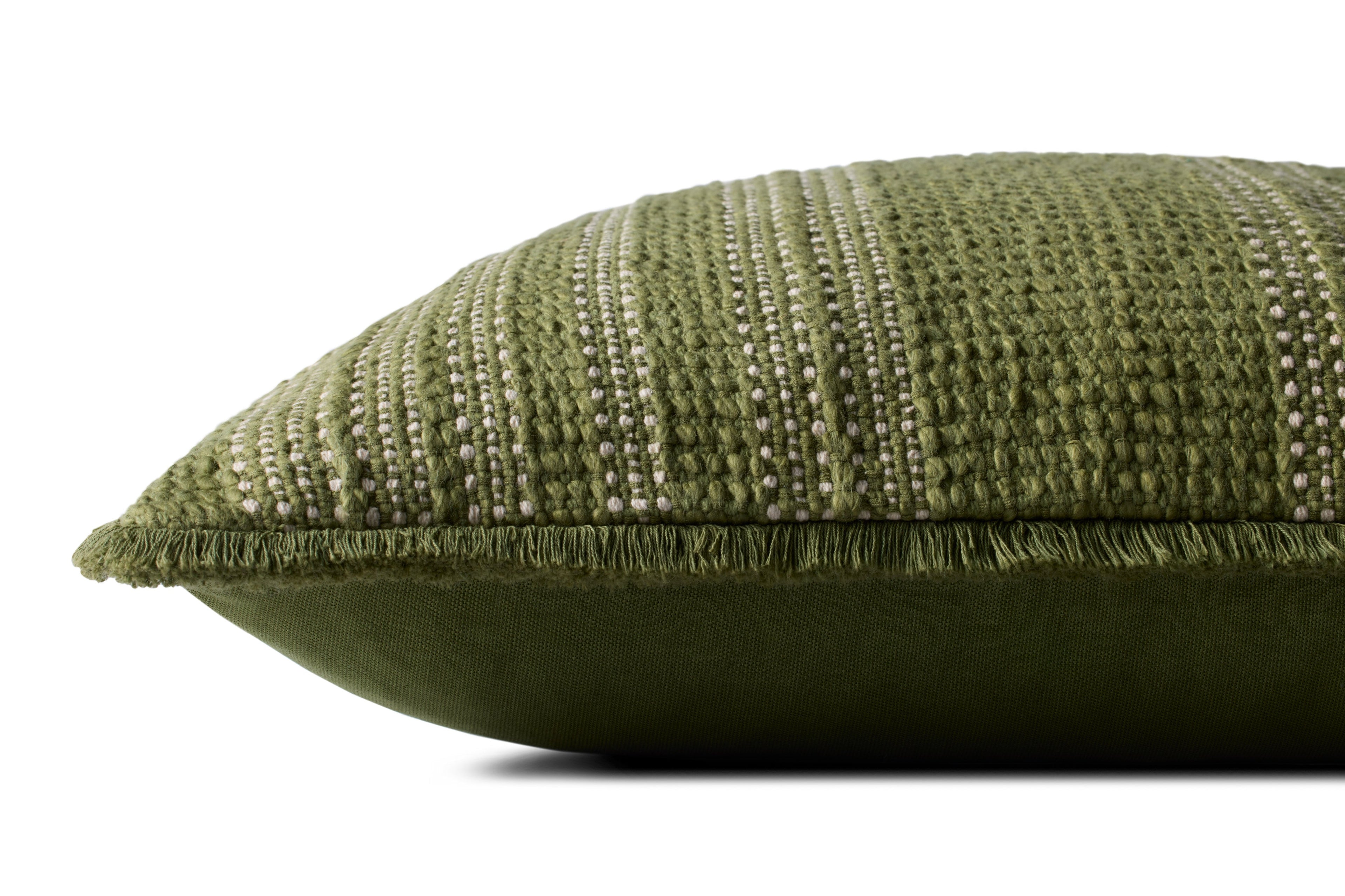 Loloi PLL0131 Stitched Stripe Cotton Throw Pillow with Fringe Edge