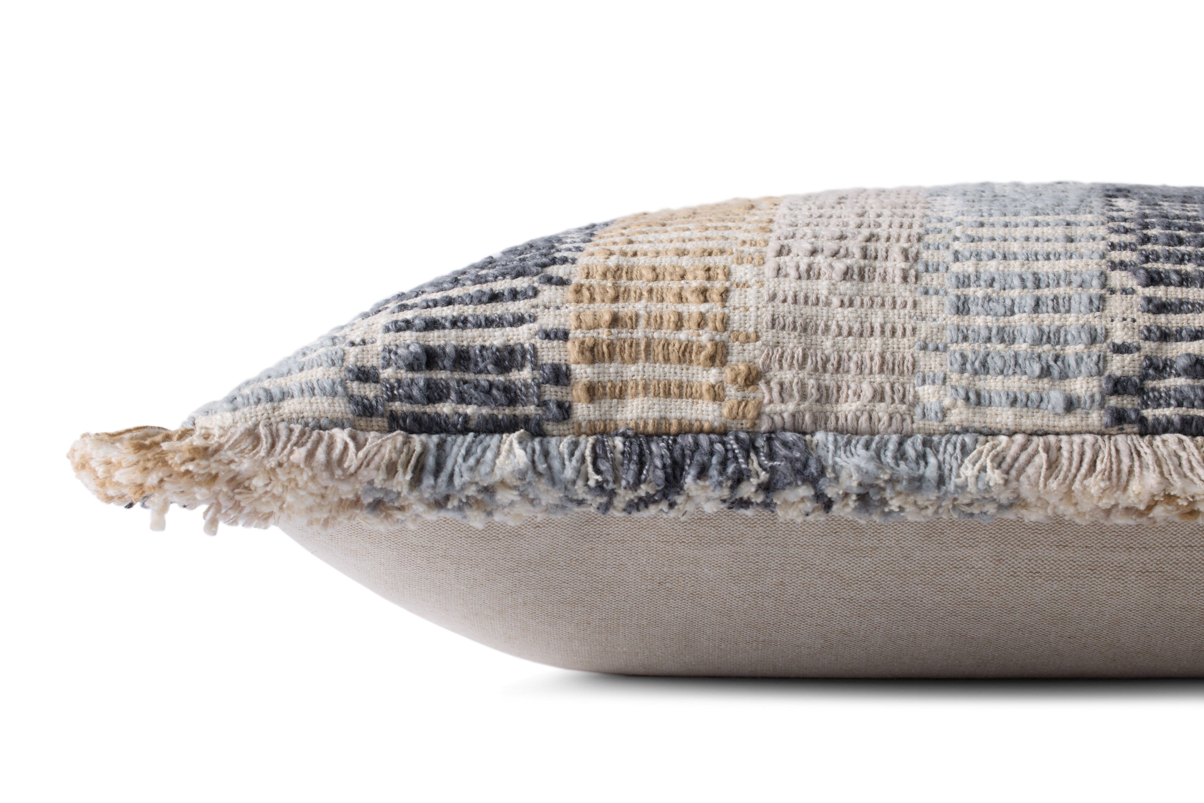 Loloi PLL0133 Woven Stripe Fringe Throw Pillow