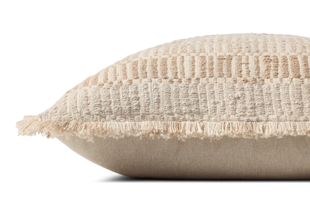 Loloi PLL0133 Woven Stripe Fringe Throw Pillow