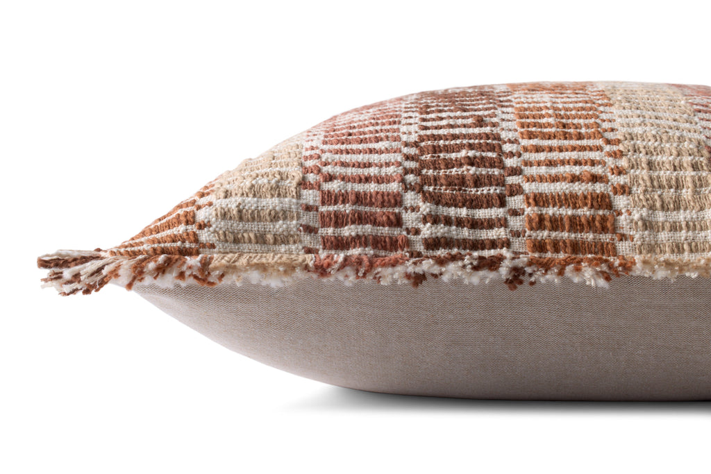 Loloi PLL0133 Woven Stripe Fringe Throw Pillow