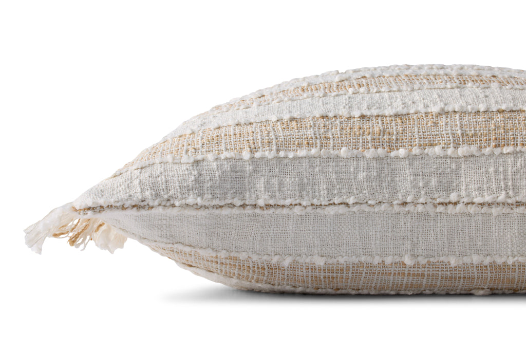 Loloi PLL0134 Heathered Striped Polyester Throw Pillow with Fringe Edge