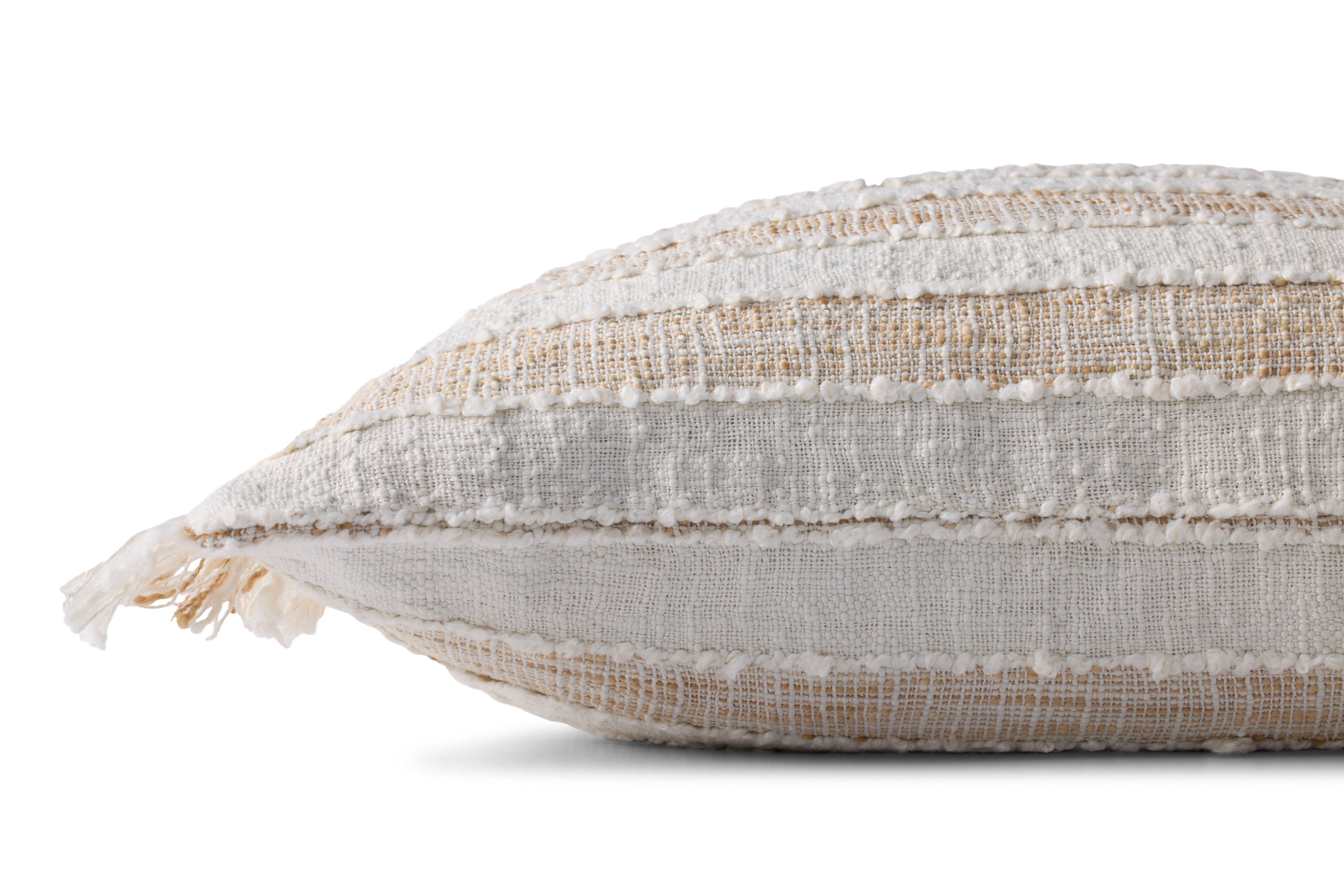 Loloi PLL0134 Heathered Striped Polyester Throw Pillow with Fringe Edge