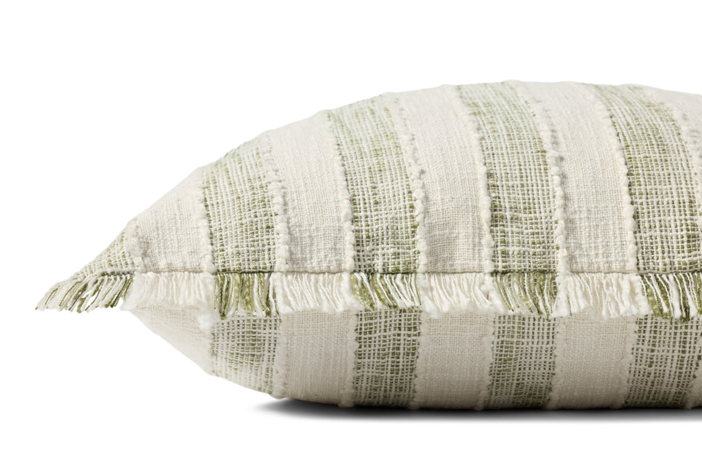 Loloi PLL0134 Heathered Striped Polyester Throw Pillow with Fringe Edge