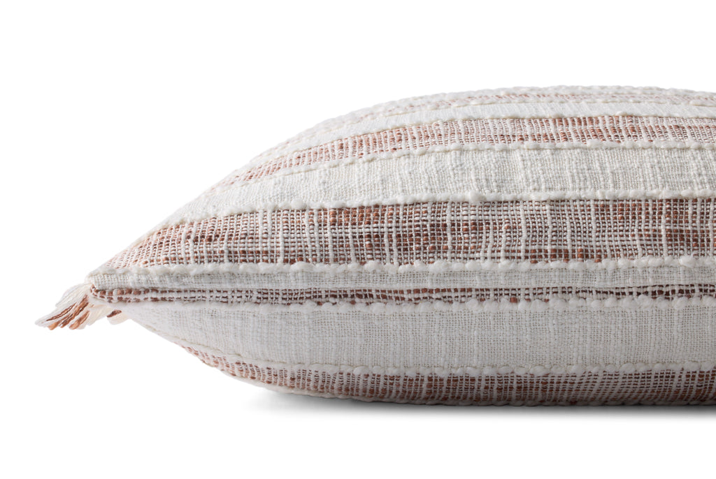 Loloi PLL0134 Heathered Striped Polyester Throw Pillow with Fringe Edge