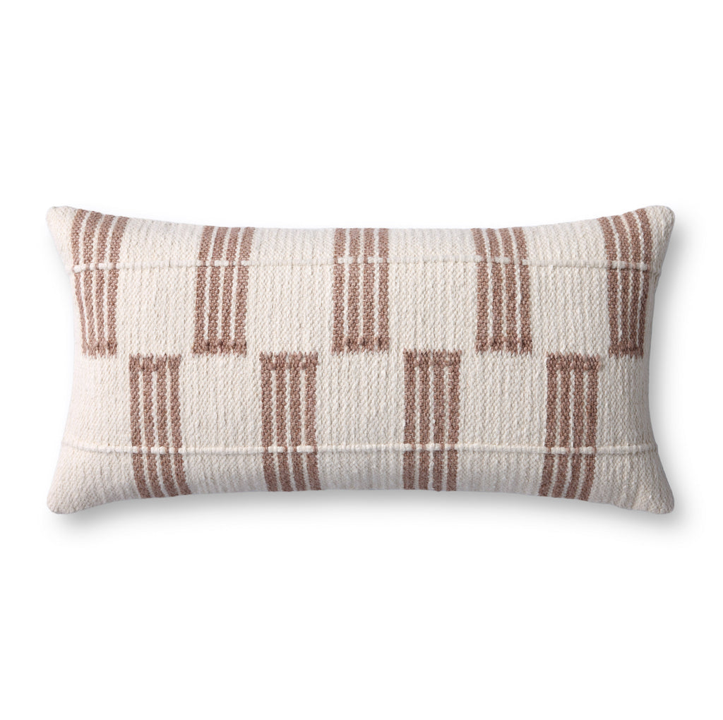 Loloi PLL0136 Broken Stripe Cotton and Polyester Lumbar Throw Pillow