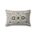 Loloi PLL0158 Floral Embroidered Cotton Lumbar Throw Pillow