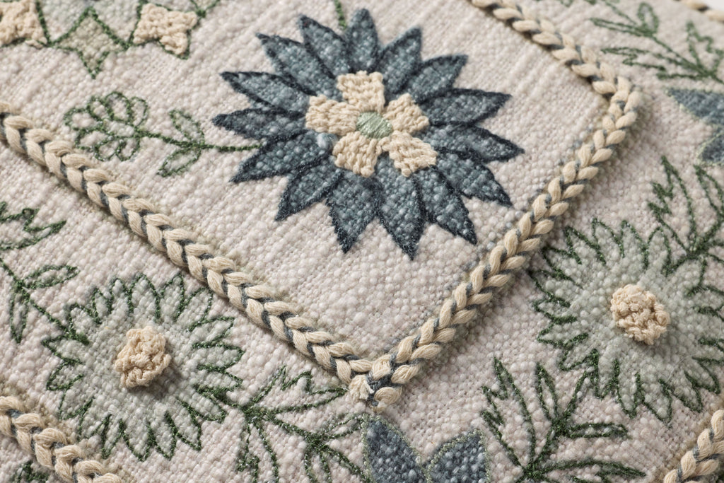 Loloi PLL0158 Floral Embroidered Cotton Lumbar Throw Pillow